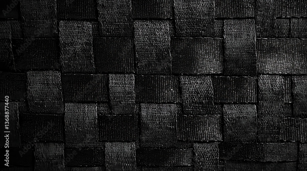 Poster black background with canvas or linen style macro weave pattern, elegant luxury background design.
