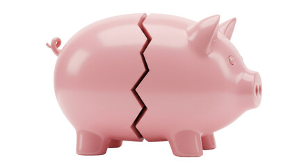 Isolated Broken Piggy Bank