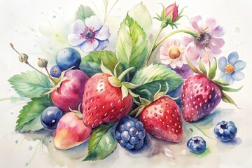 water color depiction of summer berries
