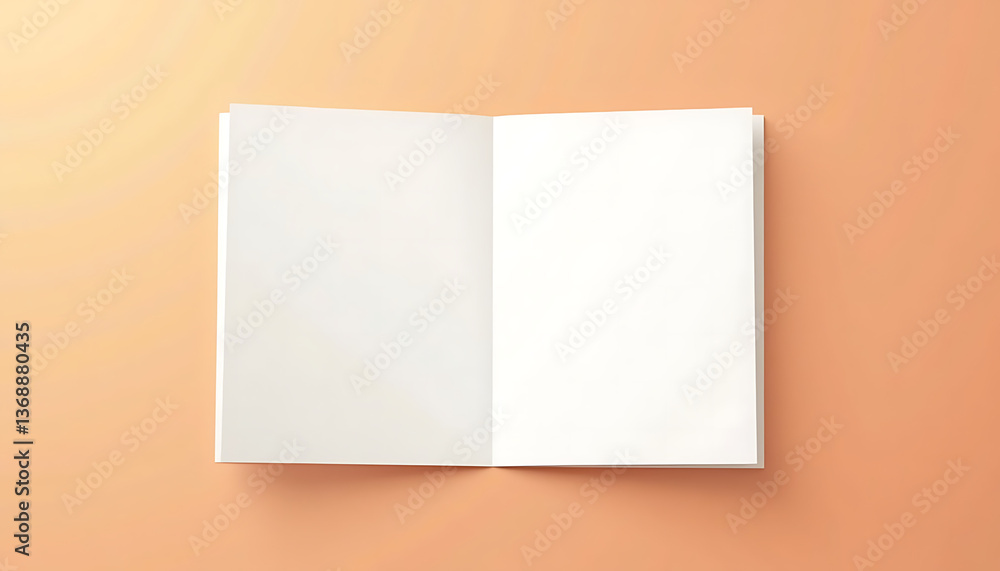 Aufkleber blank open notebook on peach background
