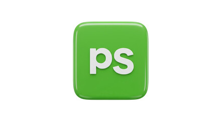Isolated Glossy Green App Icon with 'PS' Lettering