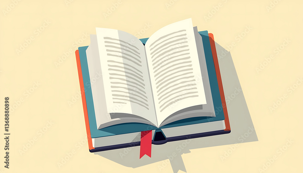Poster open book with pages turning on light background