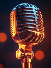 Retro microphone in warm light.