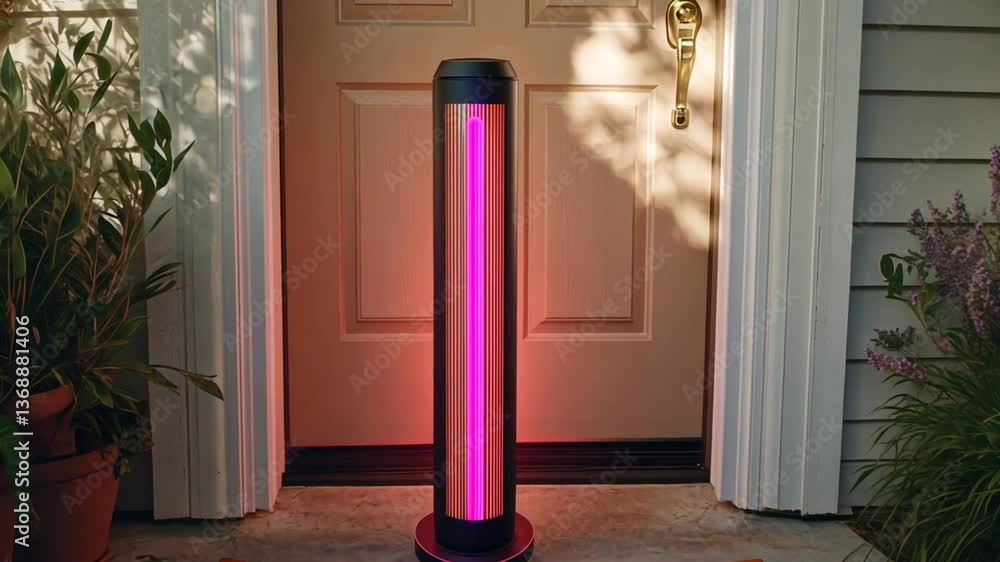 Poster vibrant smart home device at entrance for functionality generative ai