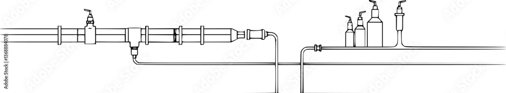 Poster outline of a gas pipeline network minimal industrial energy transport vector illustration.