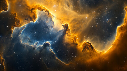 Deep space nebula with glowing gaseous clouds