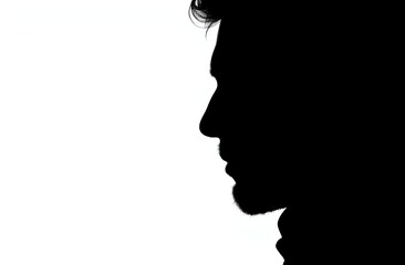 man shadow isolated in white