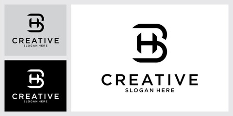 HB or BH initial letter logo design vector