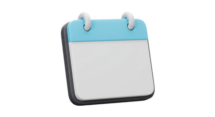 Isolated Cartoon Calendar with Blank Page and Blue Accents