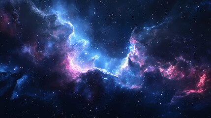 Obraz premium Gossamer strands drift through darkness slowly, nebula, starry. Nebula Drift. Illustration