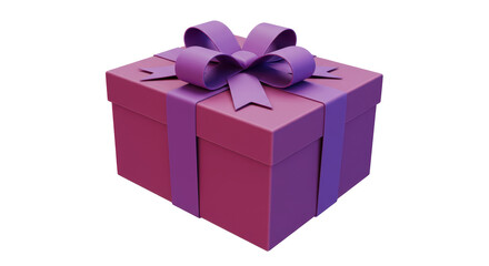 Isolated Purple Gift Box with Ribbon - Festive Surprise Package