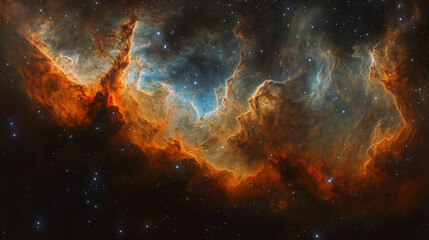 Fototapeta premium Deep space nebula with glowing gaseous clouds