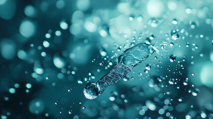 Frozen teal droplets. Transcendent Echo. Illustration
