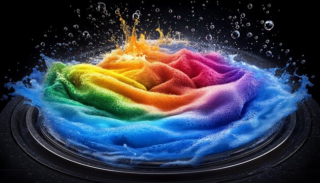 Colorful Fabric, Soap Bubbles, Splash
