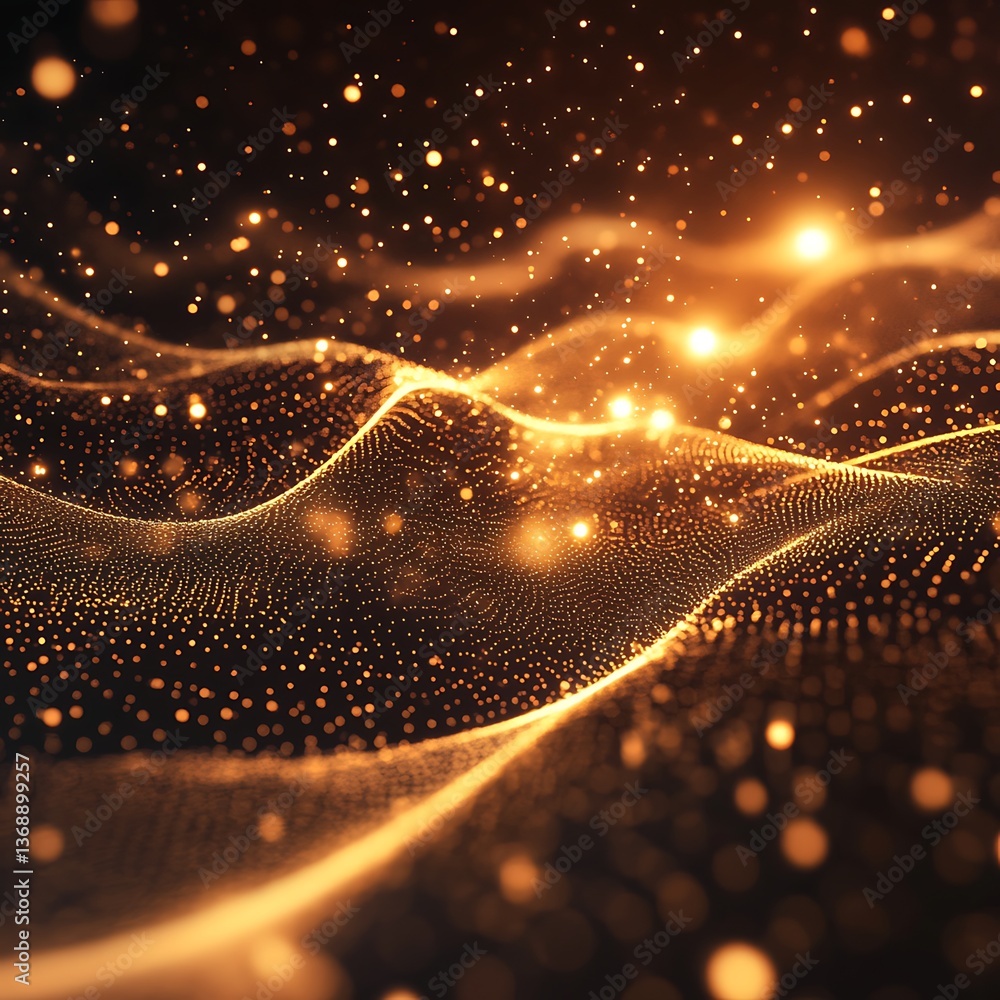 Poster abstract golden particle wave design
