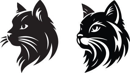 Black Cat Head Vector Silhouette | Tribal Feline Clipart | Stylish Animal Logo