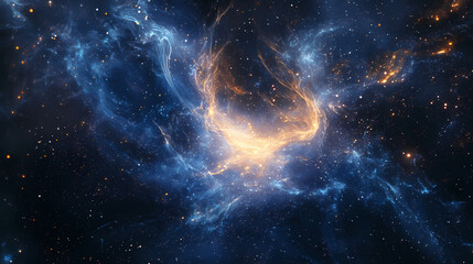 Obraz premium Light whispers through an abstract background with wispy tendrils, cosmic dust, ethereal. Cosmic Whispers. Illustration