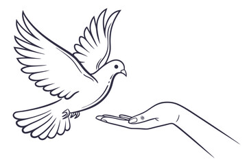 Elegant Hand Offering Dove Vector Illustration