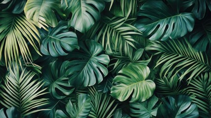 Fototapeta na wymiar Lush green vegetation of tropical woods