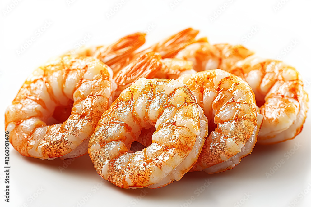 Poster pile of shrimp with a spicy seasoning on top. the shrimp are arranged in a circular pattern, with so