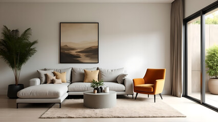  Frame Mockup ISO A Paper Size Living Room Wall Poster Mockup with House Background
