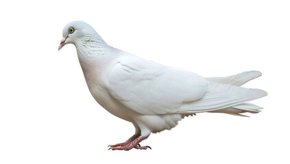 Naklejka premium Beautiful full-body white dove isolated on a transparent background, PNG file. White free-flying