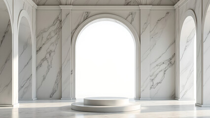 Marble Archway for Podium with Blue Background
