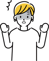 定番　伝わる 人物イラスト　驚くショートカットの女性