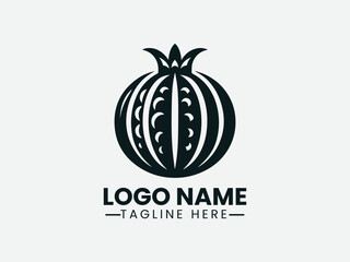 Pomegranate Fruit Vector Logo DesignFresh Pomegranate Logo
