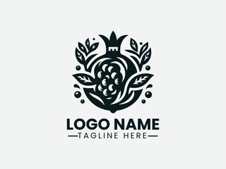 Pomegranate Fruit Vector Logo DesignFresh Pomegranate Logo