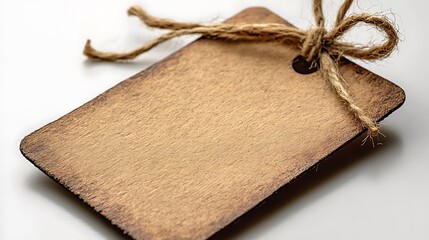 Rustic brown tag with twine bow.