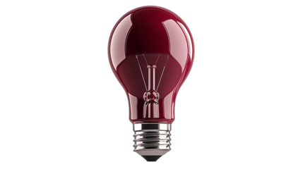 Png of A striking red light bulb showcasing a classic design, reflecting elegance and creativity in lighting on transparent background.