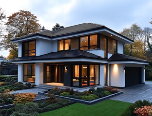 Fototapeta premium Modern Luxury Home at Dusk
