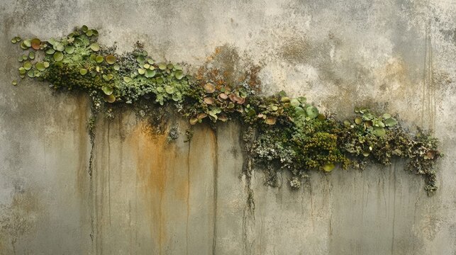 Moss and algae growing on a wall