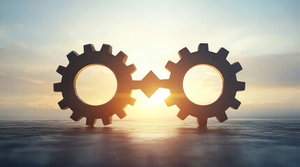Interlocked Gears Sunrise Seascape