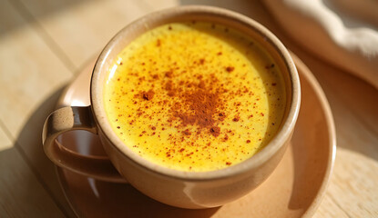 Golden Turmeric Latte with Cinnamon Topping