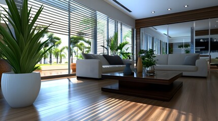 Fototapeta premium elegant sofa, very clean clear and neat, with outdoor view