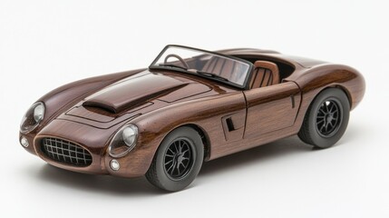 Wooden Car Model on White Background