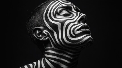 Zebra Face Art Portrait in Studio