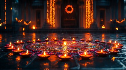 Fototapeta premium Diwali celebration artistic floor decoration high resolution picture