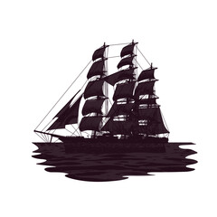 Vintage Sailing Ship Silhouette for Maritime-Themed Design and Classic Tall Ship Illustration Ideal for Nautical Art Concepts
