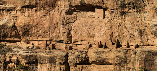 Indigenous Ruins on Rock Ledge in Mesa Verde National Park