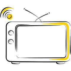 Smart TV illustration with yellow accents and simple design