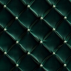 Obraz premium Sophisticated Emerald Texture: A close-up of an elegant quilted emerald green fabric, exuding luxury and sophistication.