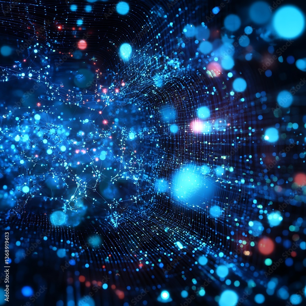 Poster global interconnected network of data points. a futuristic, abstract representation of global commun
