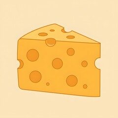 A Delicious Piece of Swiss Cheese Illustration A Cartoon Drawing of a Wedge of Swiss Cheese with its Characteristic Holes