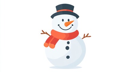A cheerful snowman adorned with a top hat and scarf perfect for winterthemed designs and fest