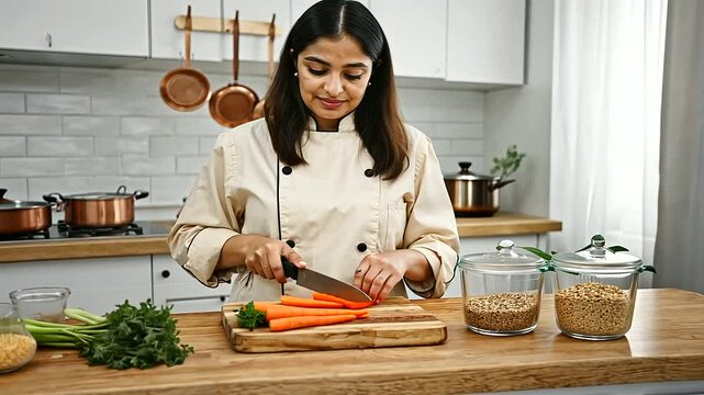 Frames A nutritionist or a health-conscious individual is seen preparing a healthy mea a-3, 27944876
