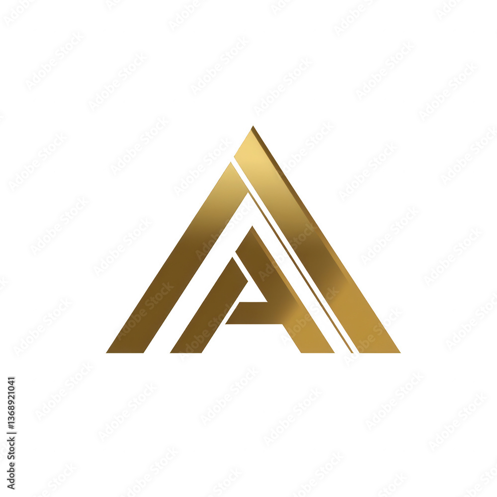 Fototapete logo design featuring a golden letter a and n combined together in the shape of a triangle on a whit