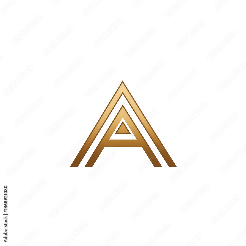 Fototapete logo design featuring a golden letter a and n combined together in the shape of a triangle on a whit